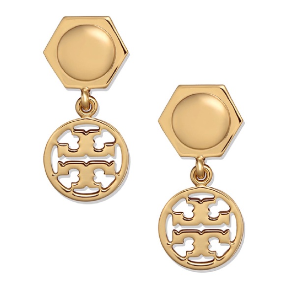 Tory Burch Jewelry - TORY BURCH • Gold Hexagon Logo Drop Earrings